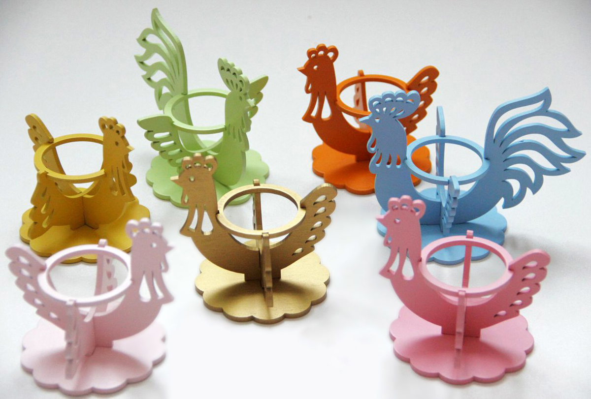 طرح جا تخم مرغ عید پاک مناسب برای استفاده در دستگاه های cnc چوب و cnc لیزر - laser cut easter egg holder stand chicken cdr file