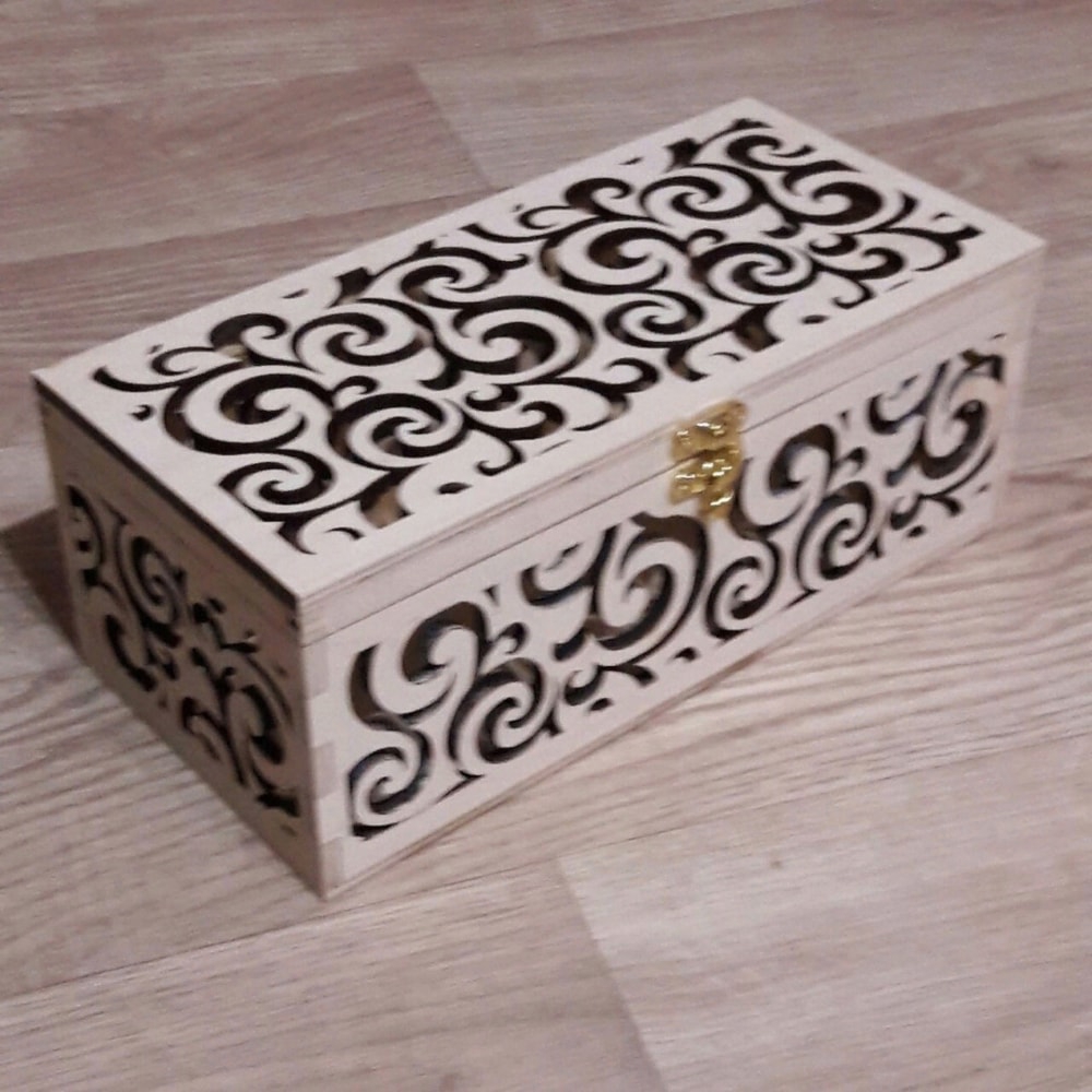 طرح جعبه جواهرات چوبی مناسب برای استفاده در دستگاه های cnc چوب و cnc لیزر - laser cut wood jewelry box cdr file