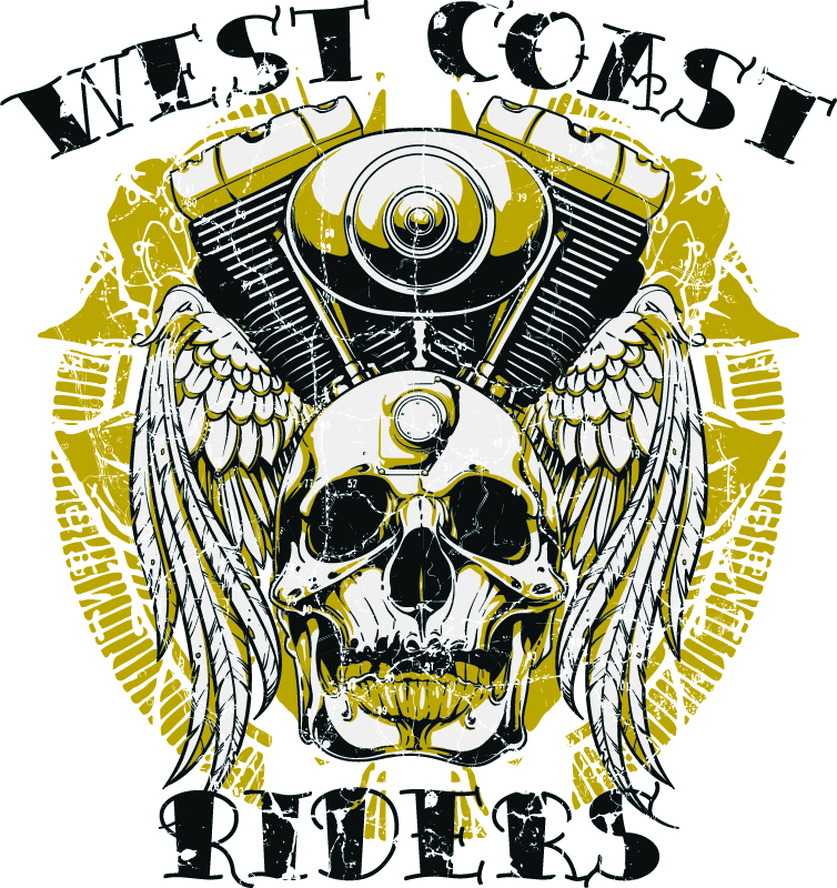 طرح پوستر سواران ساحل غرب وکتور مناسب برای استفاده در دستگاه های cnc چوب و cnc لیزر - west coast riders poster vector art eps file