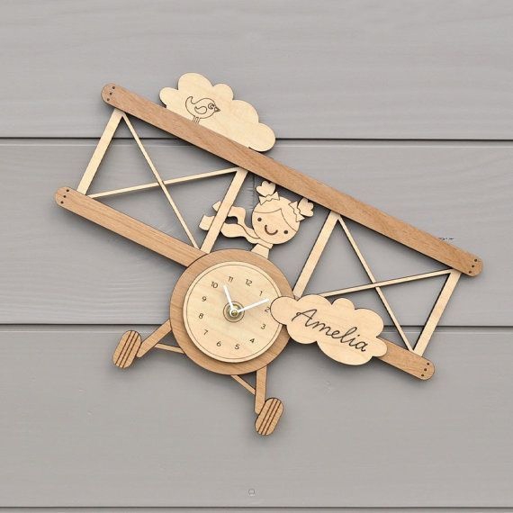 طرح ساعت دیواری هواپیما مناسب برای استفاده در دستگاه های cnc چوب و cnc لیزر - laser cut airplane clock wall decor cdr file