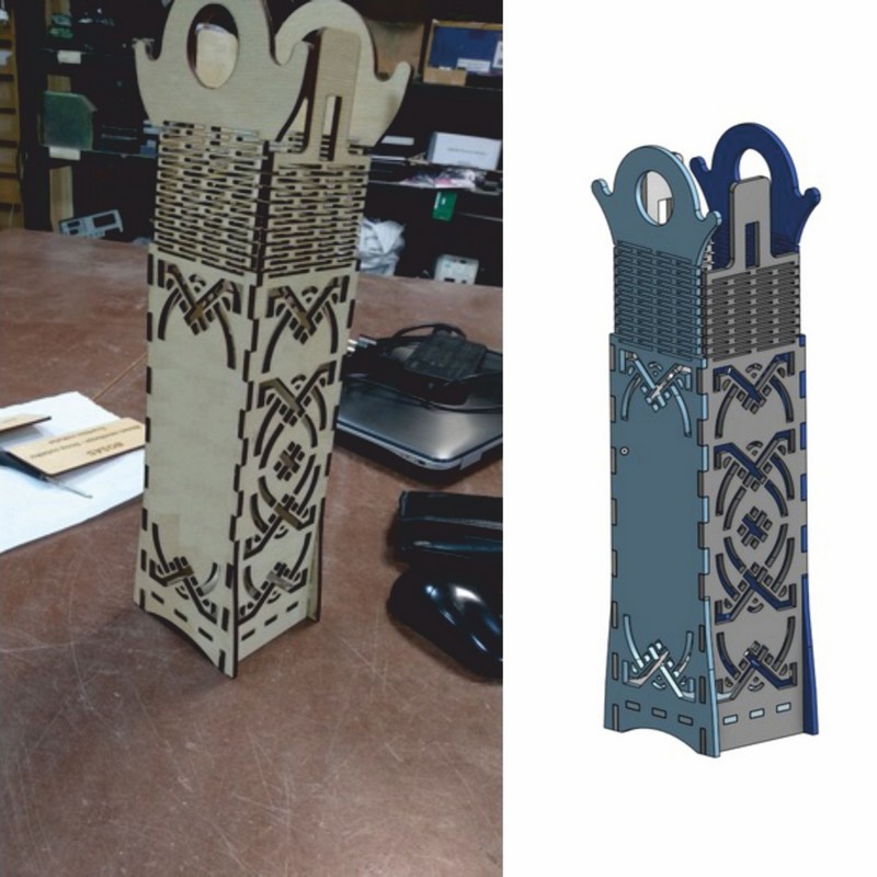 طرح بسته بندی بطری مناسب برای استفاده در دستگاه های cnc چوب و cnc لیزر - laser cut packaging for bottles cdr file
