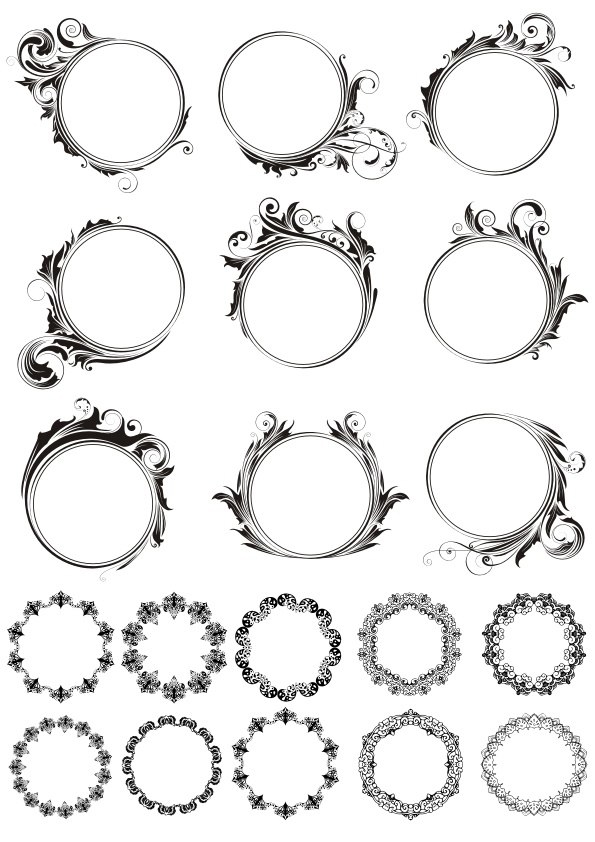 طرح فایل وکتور قاب‌های تزئینی گرد مناسب برای استفاده در دستگاه های cnc چوب و cnc لیزر - round decorative vector frames cdr file