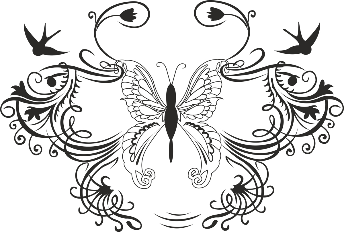 طرح تزیین پروانه ها مناسب برای استفاده در دستگاه های cnc چوب و cnc لیزر - butterflies decoration cdr file