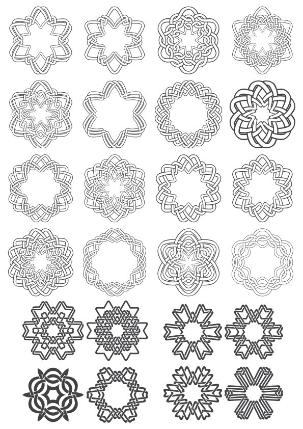 طرح مجموعه تزئینات دایره‌ای هندسی، مناسب برای استفاده در دستگاه های cnc چوب و cnc لیزر - geometric circle ornaments set cdr file