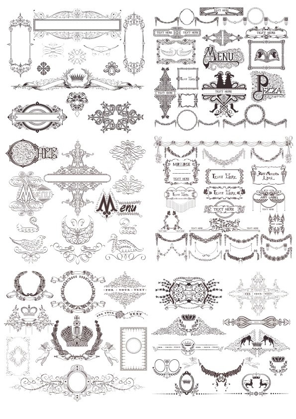 طرح مجموعه دکورهای قدیمی مناسب برای استفاده در دستگاه های cnc چوب و cnc لیزر - vintage decor collection cdr file