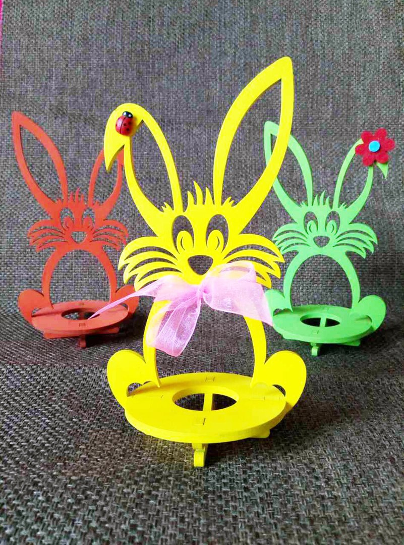 طرح خرگوش چوبی عید پاک مناسب برای استفاده در دستگاه های cnc چوب و cnc لیزر - laser cut wooden easter bunny rabbit cdr file