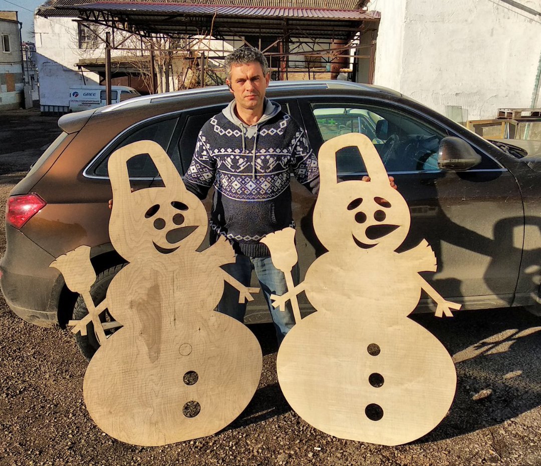 طرح آدم برفی تخته سه لا مناسب برای استفاده در دستگاه های cnc چوب و cnc لیزر - laser cut plywood snowmen cdr file