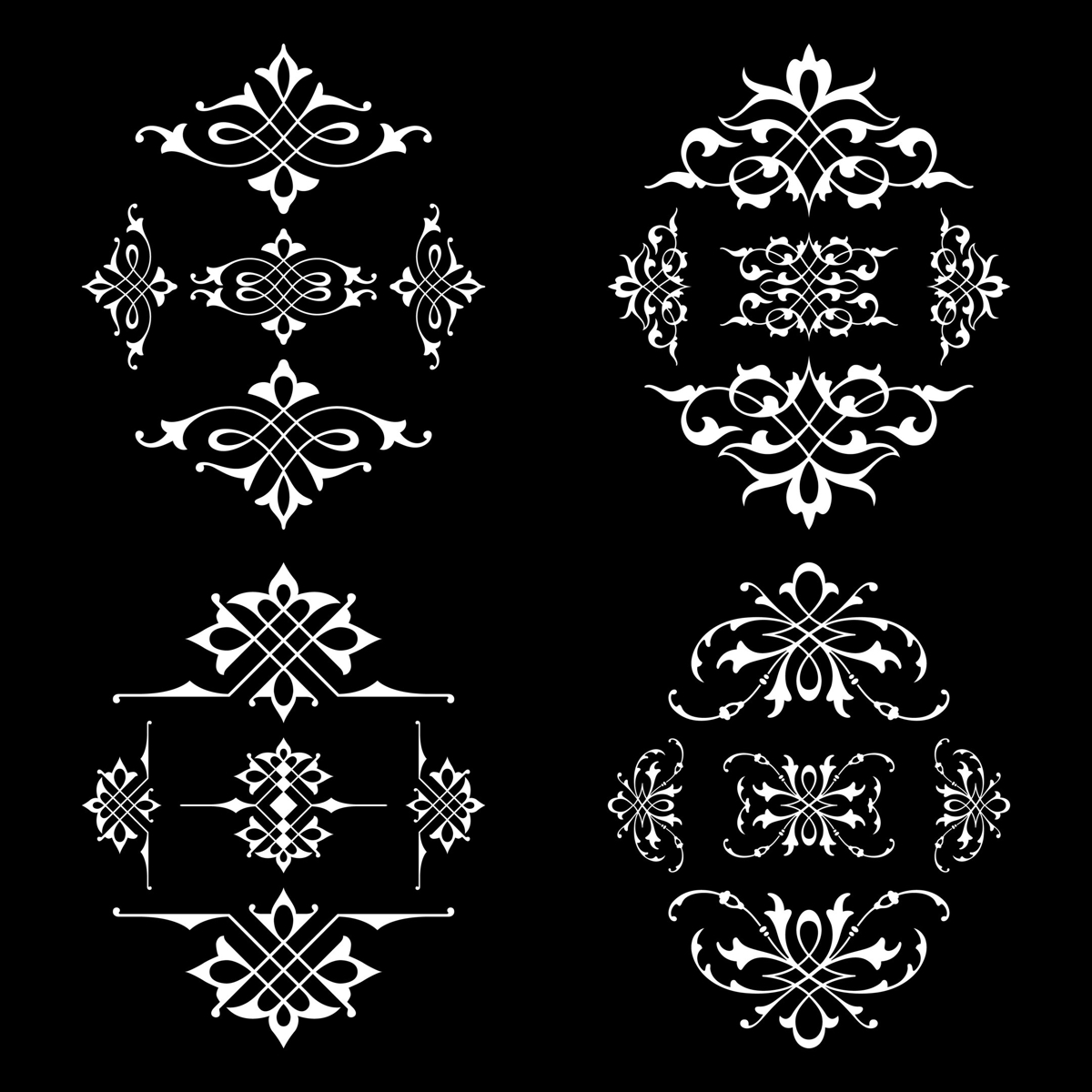 طرح عناصر طراحی کالیگرافیک مناسب برای استفاده در دستگاه های cnc چوب و cnc لیزر - calligraphic design elements eps file
