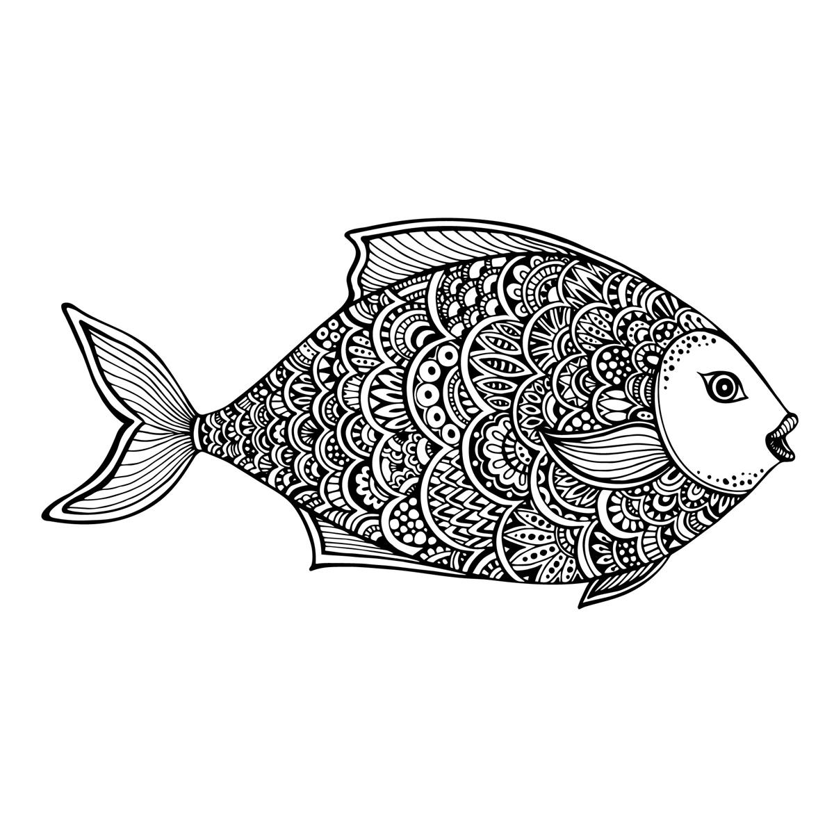 طرح فایل لایه باز ماهی زنتنگل مناسب برای استفاده در دستگاه های cnc چوب و cnc لیزر - zentangle fish eps file