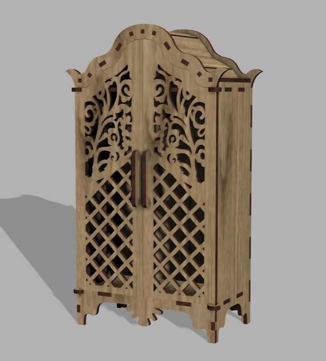 طرح کمد لباس باربی طرح خانه عروسکی مناسب برای استفاده در دستگاه های cnc چوب و cnc لیزر - laser cut dollhouse closet barbie wardrobe cdr file