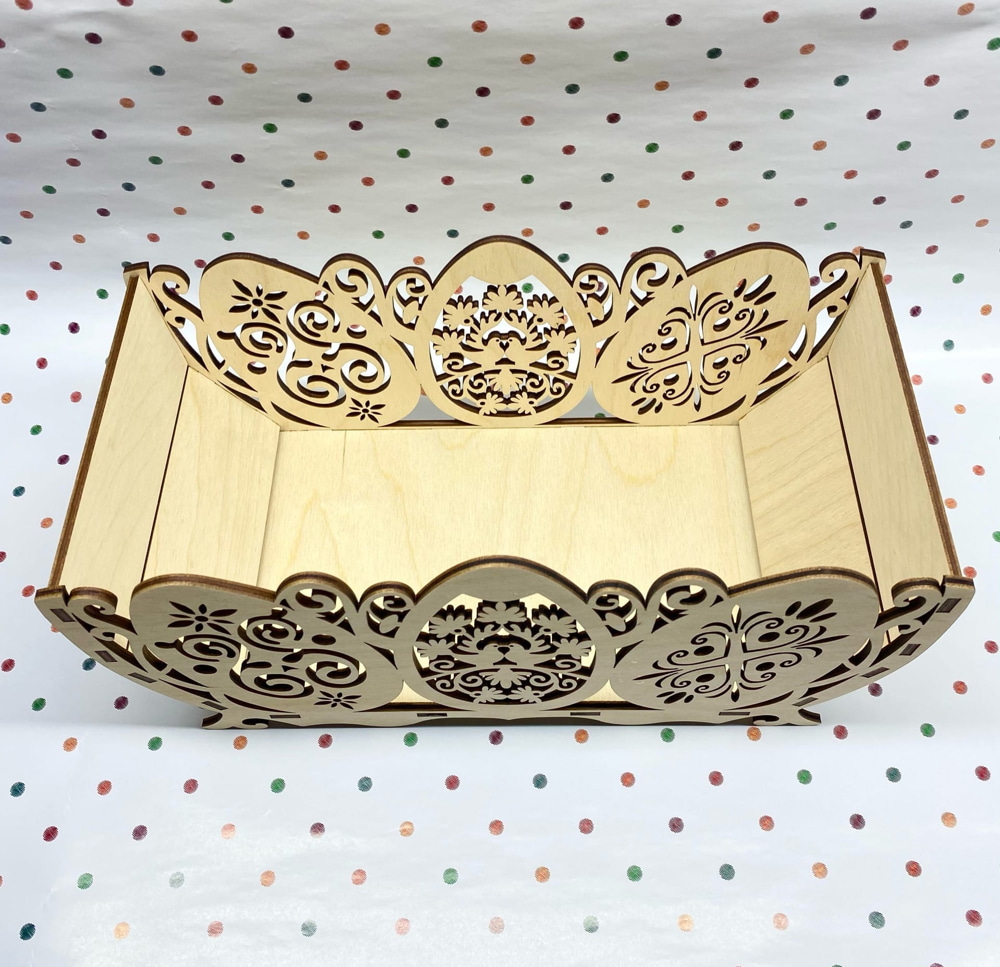 طرح سبد تخم مرغ عید پاک تزئینی مناسب برای استفاده در دستگاه های cnc چوب و cnc لیزر - laser cut decorative easter egg basket cdr file