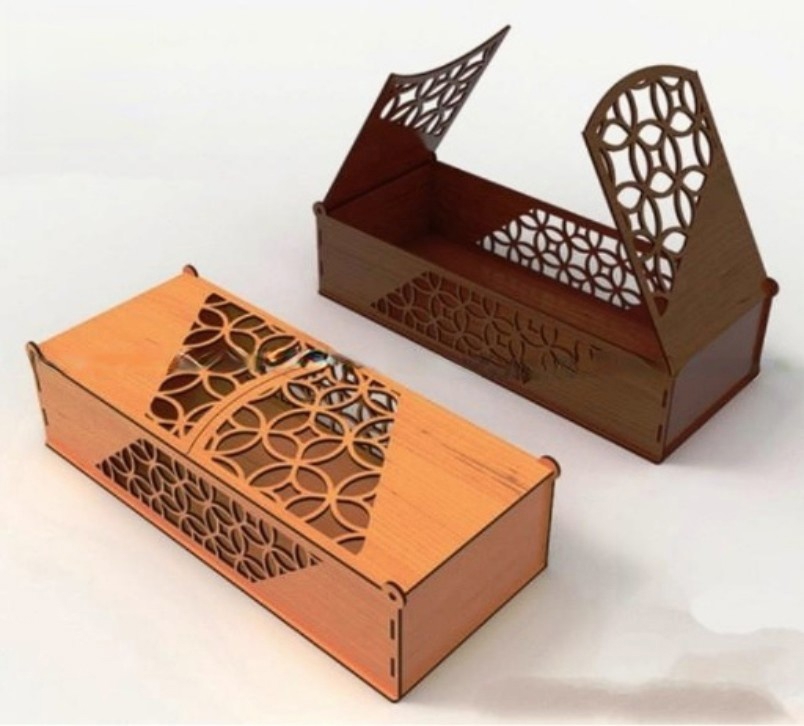 طرح جعبه کادو چوبی یادگاری مناسب برای استفاده در دستگاه های cnc چوب و cnc لیزر - laser cut wooden keepsake gift box cdr file