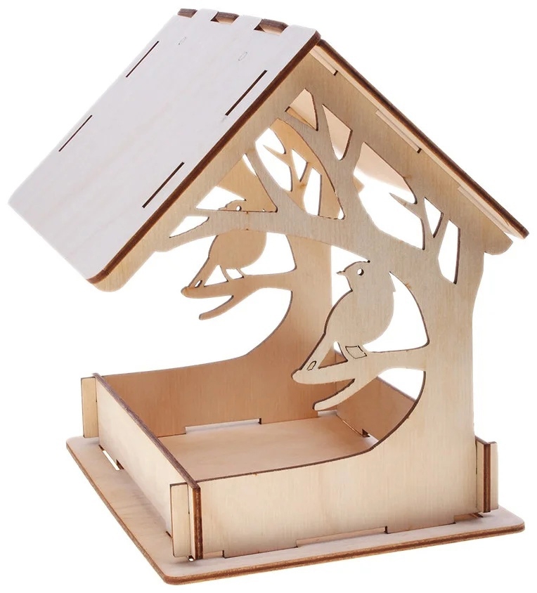 طرح دانه دان پرندگان با ضخامت ۴ میلی متر مناسب برای استفاده در دستگاه های cnc چوب و cnc لیزر - laser cut bird feeder 4mm cdr file