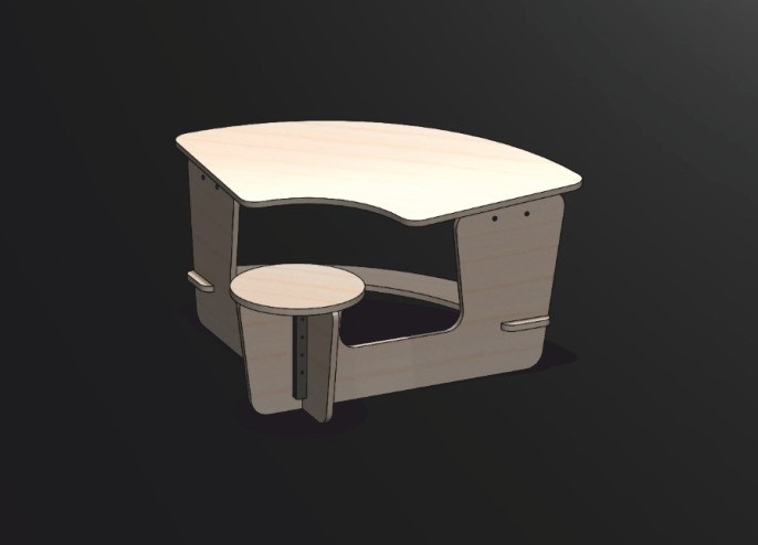 طرح میز و صندلی کودک مناسب برای استفاده در دستگاه های cnc چوب و cnc لیزر - kids table and chair dxf file