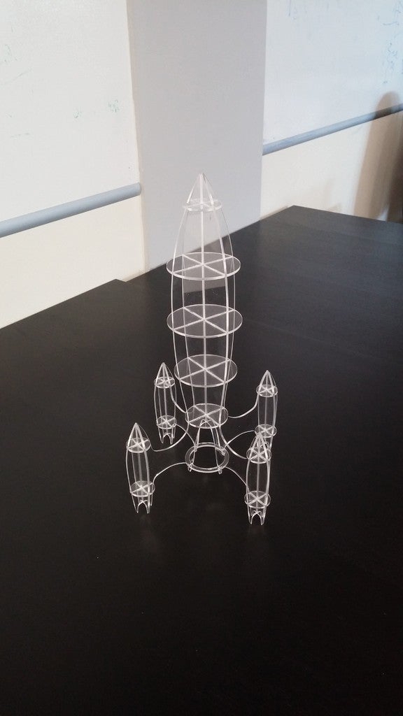 طرح پلکسی گلاس ۳ میلی‌متری موشک مناسب برای استفاده در دستگاه های cnc چوب و cnc لیزر - laser cut rocket 3mm plexiglass dxf file
