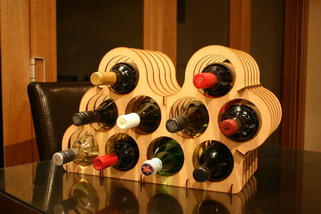 طرح جا بطری کوچک نوشابه انباری مناسب برای استفاده در دستگاه های cnc چوب و cnc لیزر - laser cut mini cellar small wine rack bottle holder storage dxf file