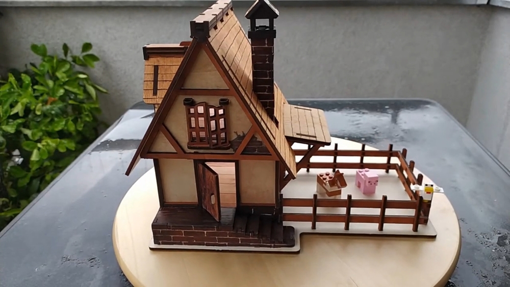طرح خانه روستایی اسباب بازی مناسب برای استفاده در دستگاه های cnc چوب و cnc لیزر - laser cut toy village house cdr file