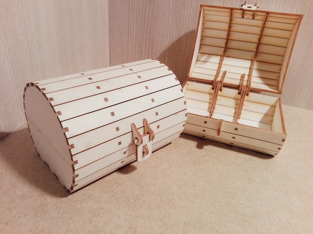 طرح جعبه گنج چوبی مناسب برای استفاده در دستگاه های cnc چوب و cnc لیزر - laser cut wooden treasure box dxf file