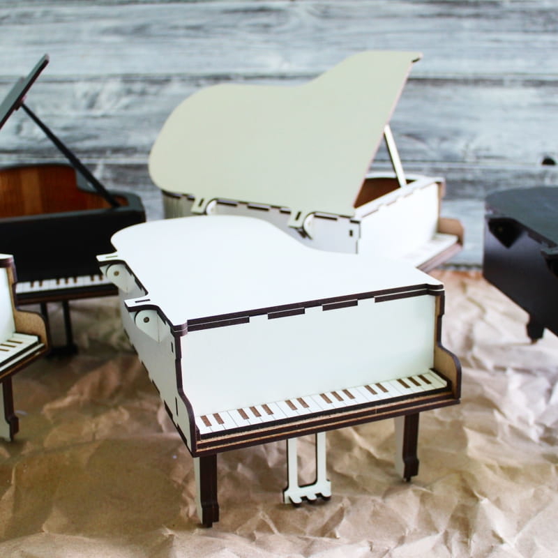 طرح جعبه پیانو چوبی مناسب برای استفاده در دستگاه های cnc چوب و cnc لیزر - laser cut wooden piano box cdr file