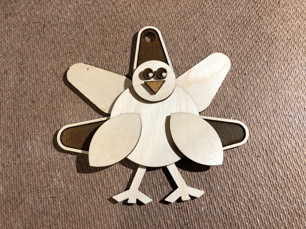 طرح بوقلمون با طرح تابلو svg مناسب برای استفاده در دستگاه های cnc چوب و cnc لیزر - laser cut turkey ornament with sign svg file