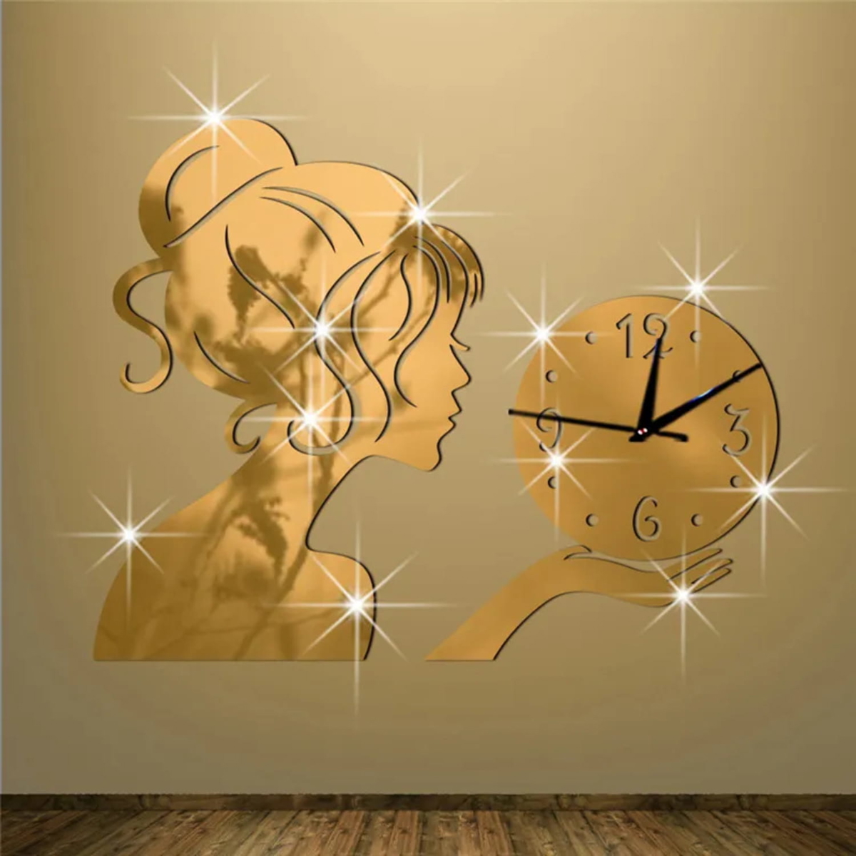 طرح فایل ساعت دیواری دخترانه شیک مناسب برای استفاده در دستگاه های cnc چوب و cnc لیزر - laser cut fashion girl wall clock cdr file