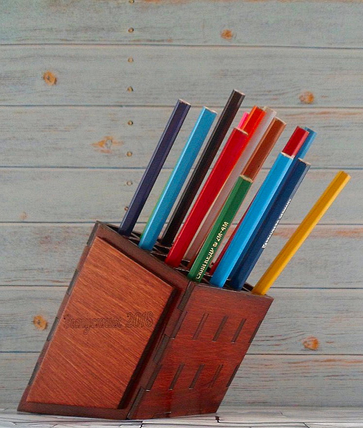 طرح جا مدادی مناسب برای استفاده در دستگاه های cnc چوب و cnc لیزر - laser cut pencil holder organizer cdr file