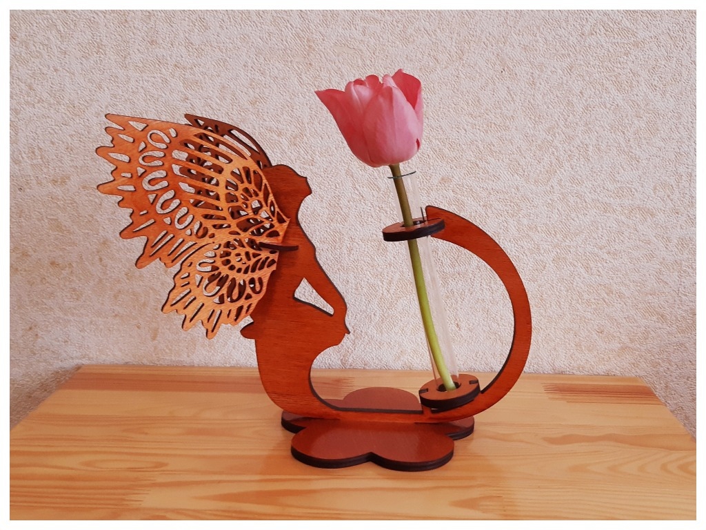 طرح پایه گل فرشته برای کاشت مناسب برای استفاده در دستگاه های cnc چوب و cnc لیزر - laser cut angel flower stand planter cdr file