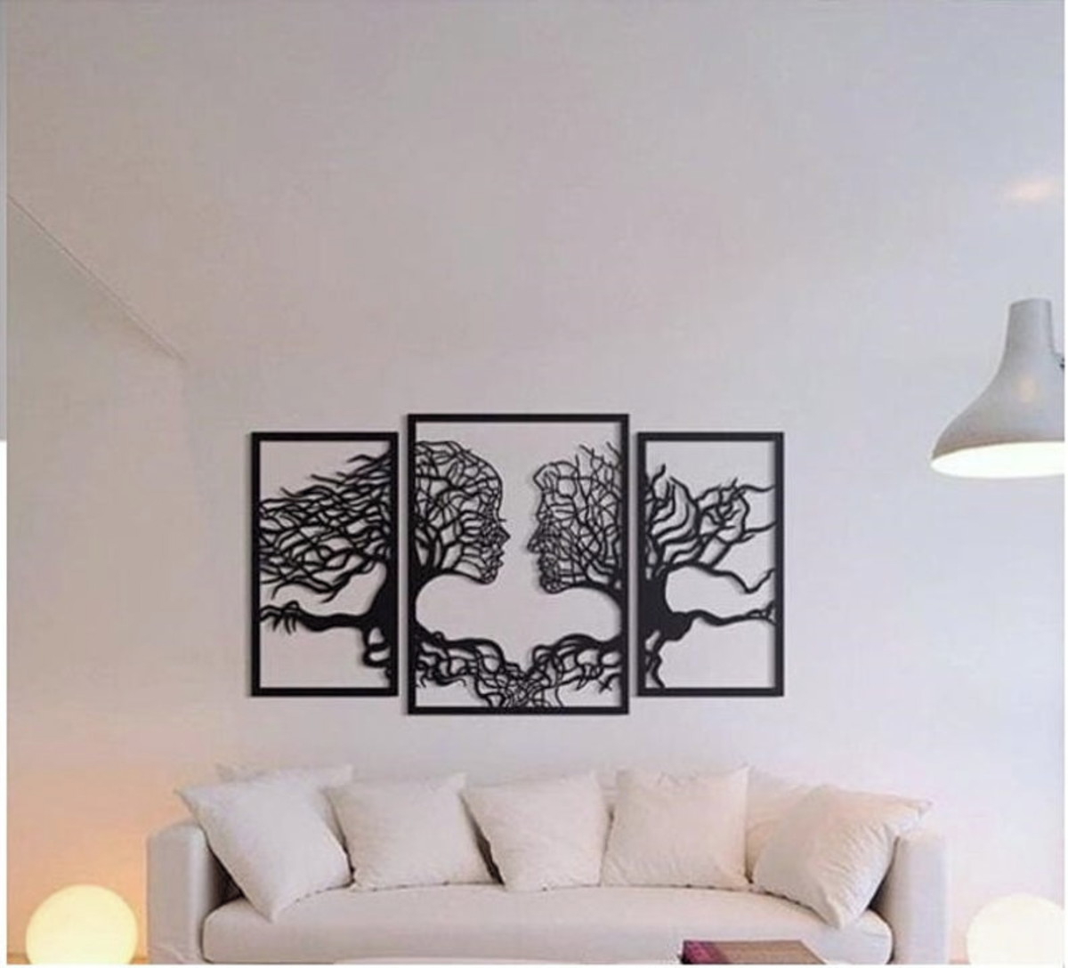 طرح دیوار به شکل درخت و زوج، مناسب برای استفاده در دستگاه های cnc چوب و cnc لیزر - laser cut wall art tree couple face shape cdr file