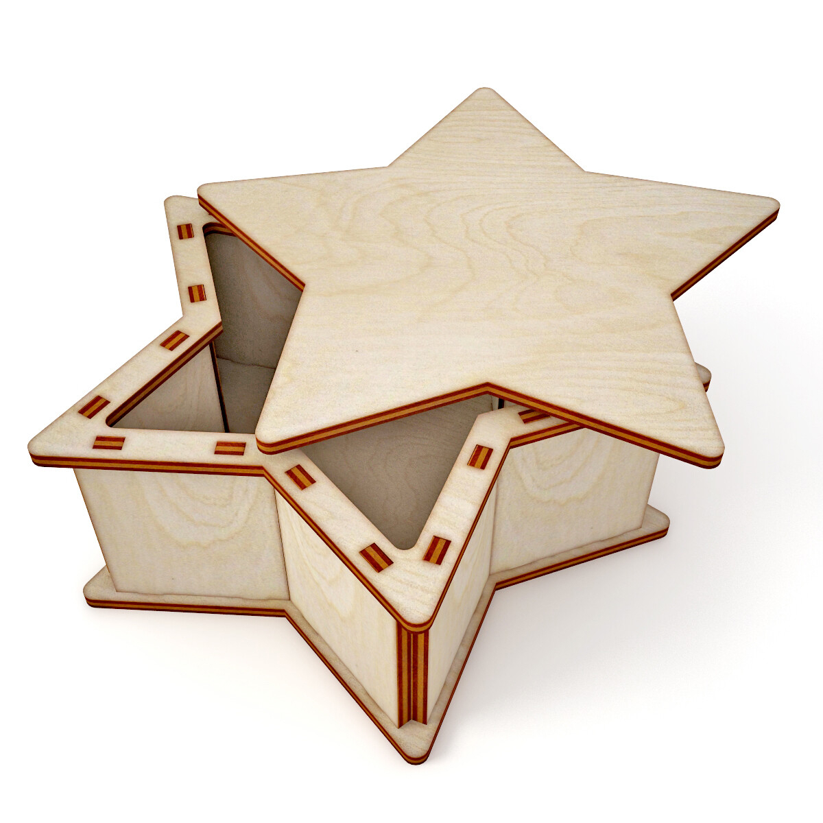 طرح جعبه کادویی ستاره چوبی مناسب برای استفاده در دستگاه های cnc چوب و cnc لیزر - laser cut wooden star gift box cdr file