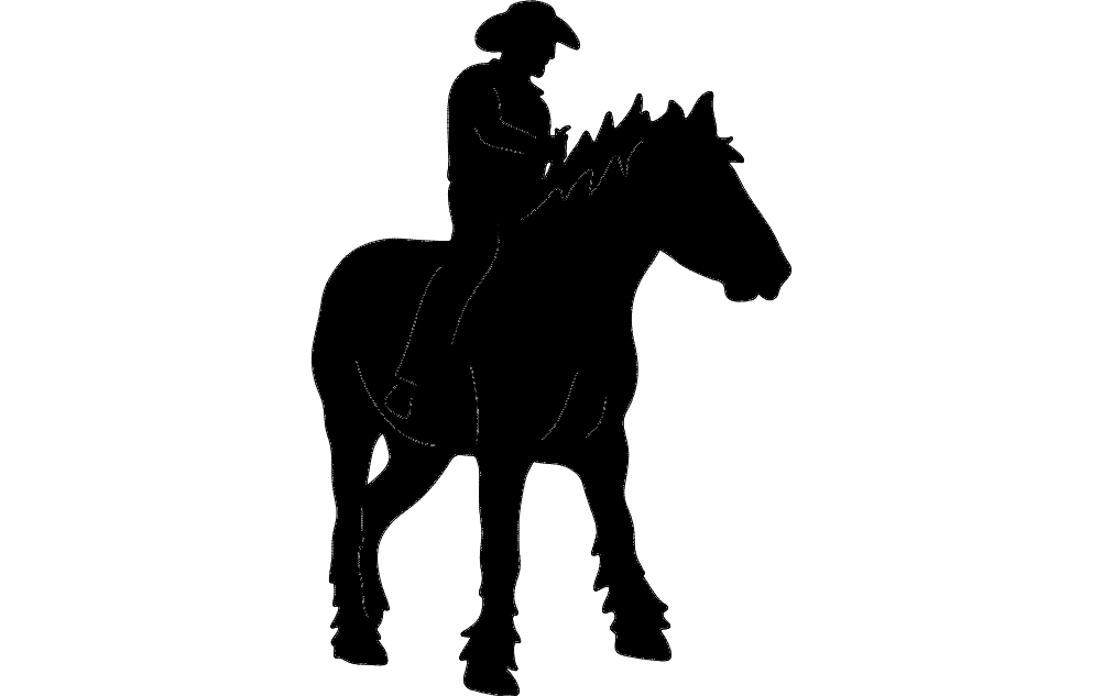 طرح کابوی روی اسب مناسب برای استفاده در دستگاه های cnc چوب و cnc لیزر - cowboy on horse dxf file