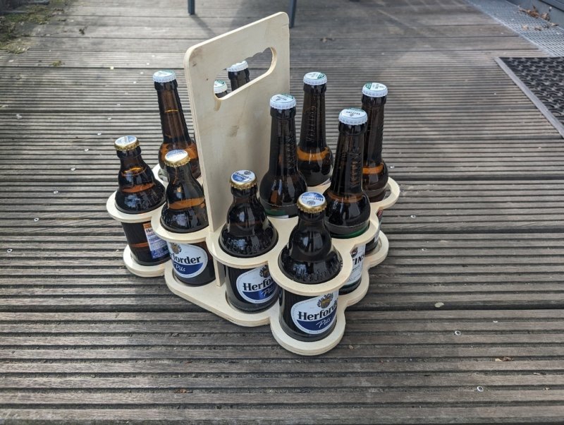 طرح جعبه نوشابه ۱۲ بطری مناسب برای استفاده در دستگاه های cnc چوب و cnc لیزر - laser cut beer caddy 12 bottles