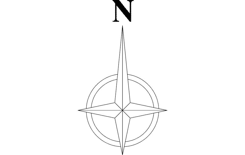 طرح نماد فلش شمال مناسب برای استفاده در دستگاه های cnc چوب و cnc لیزر - north arrow symbol dxf file