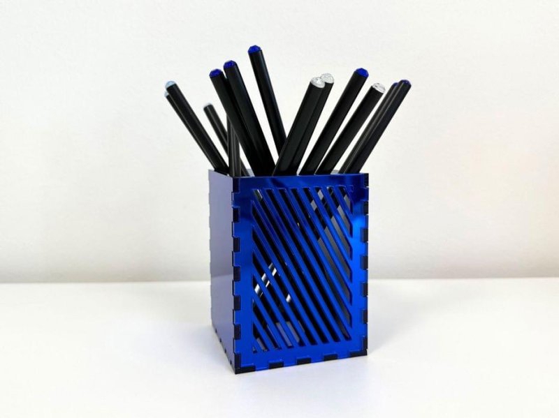 طرح جا قلمی مناسب برای استفاده در دستگاه های cnc چوب و cnc لیزر - laser cut pen holder dxf file