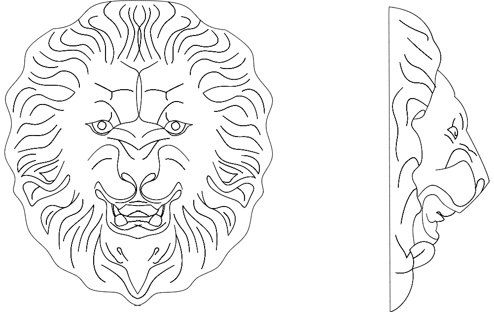 طرح شیر ۳ مناسب برای استفاده در دستگاه های cnc چوب و cnc لیزر - lion 3 dxf file
