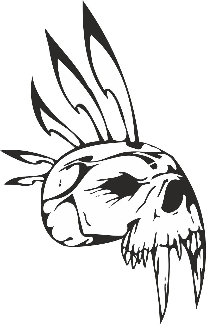 طرح وکتور جمجمه قبیله‌ای حماسی مناسب برای استفاده در دستگاه های cnc چوب و cnc لیزر - epic tribal skull vector cdr file