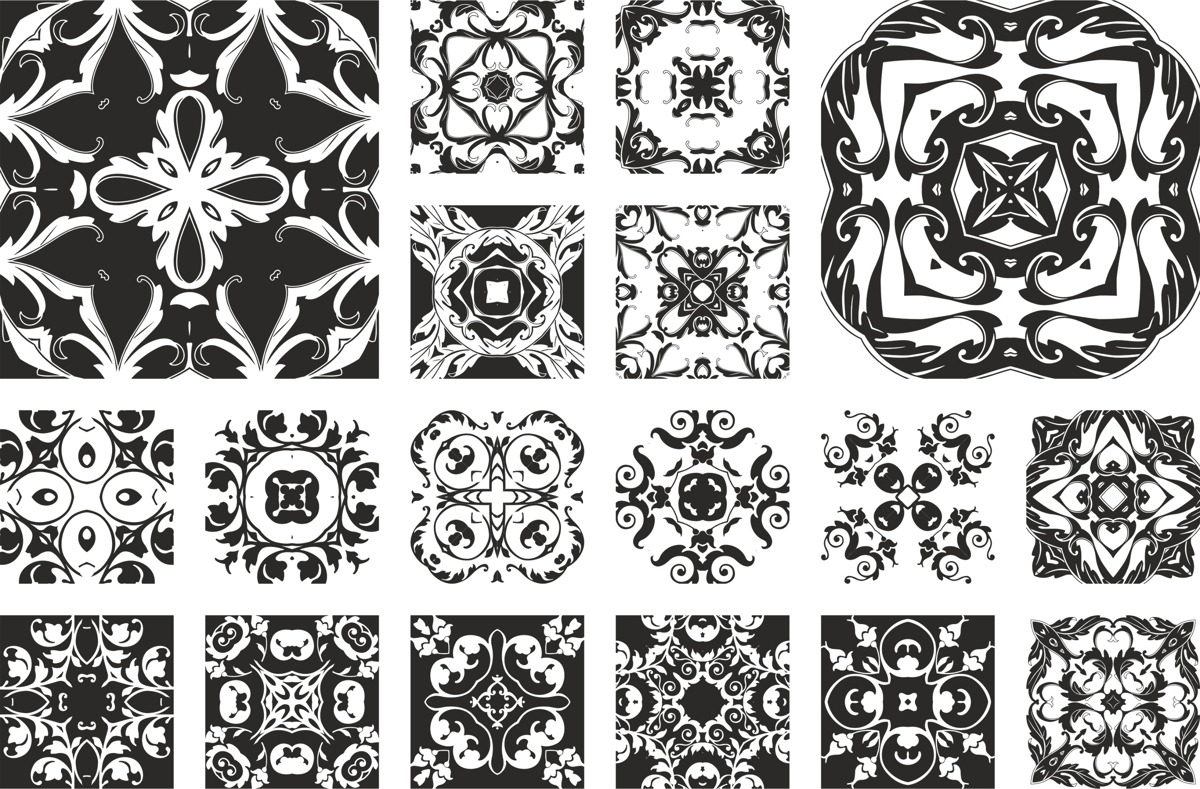 طرح مجموعه تزئینات گل مناسب برای استفاده در دستگاه های cnc چوب و cnc لیزر - floral ornament set cdr file