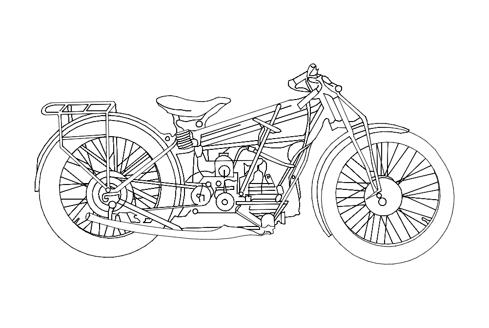 طرح موتورسیکلت قدیمی مناسب برای استفاده در دستگاه های cnc چوب و cnc لیزر - motorcycle old dxf file