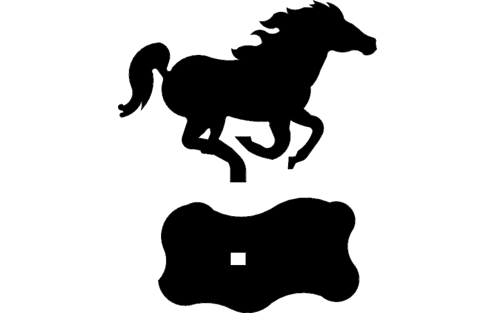 طرح اسب موستانگ مناسب برای استفاده در دستگاه های cnc چوب و cnc لیزر - horse mustang dxf file