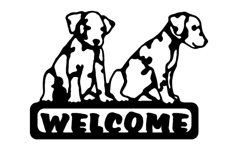 طرح تابلوی خوشامدگویی توله سگ مناسب برای استفاده در دستگاه های cnc چوب و cnc لیزر - puppies welcome sign dxf file