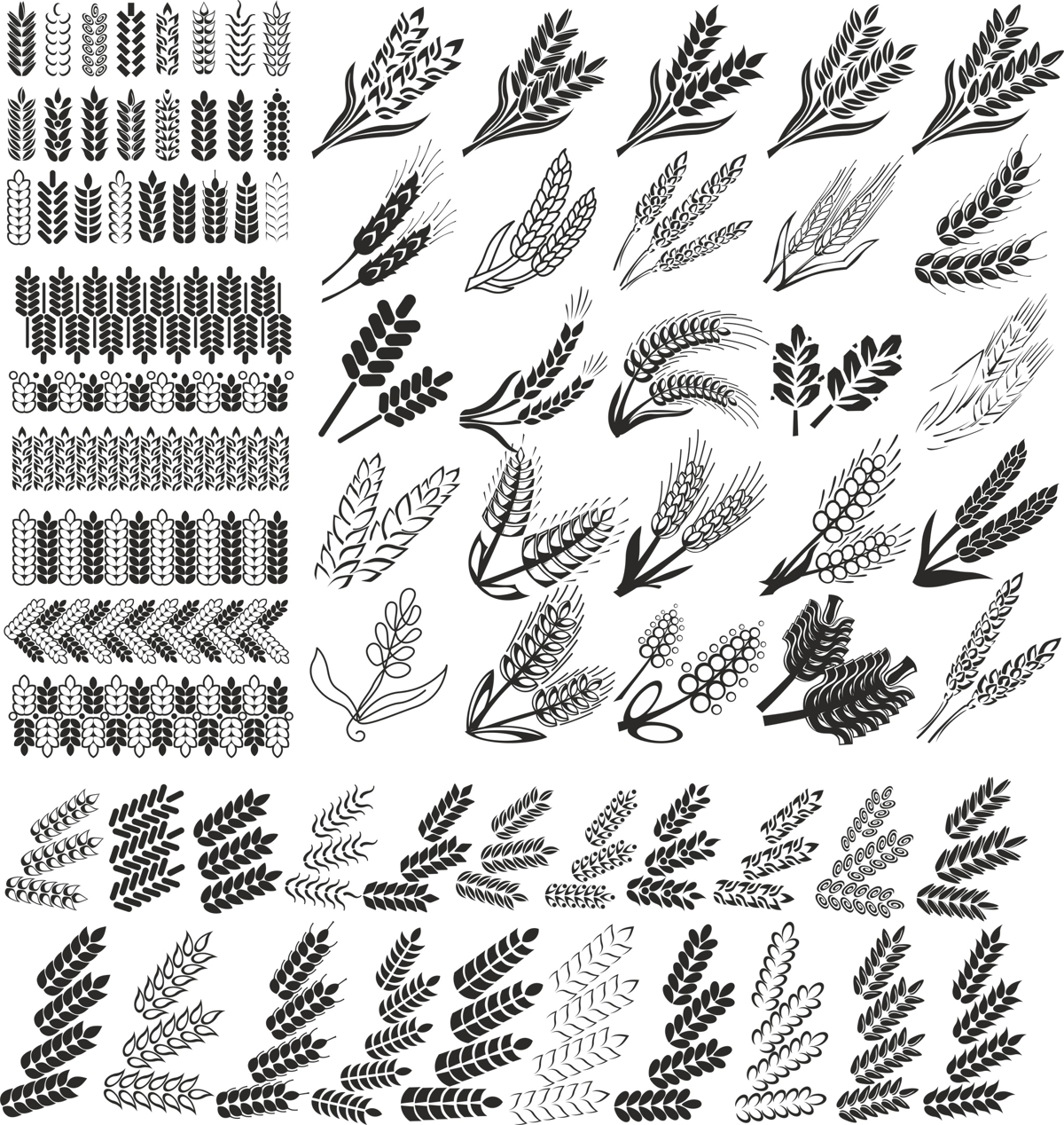 طرح مجموعه وکتور گندم مناسب برای استفاده در دستگاه های cnc چوب و cnc لیزر - wheat vector set cdr file