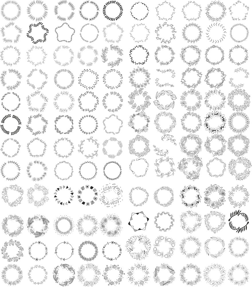 طرح فایل وکتور قاب تاج گل طراحی شده با دست مناسب برای استفاده در دستگاه های cnc چوب و cnc لیزر - hand drawn wreath frame vectors cdr file