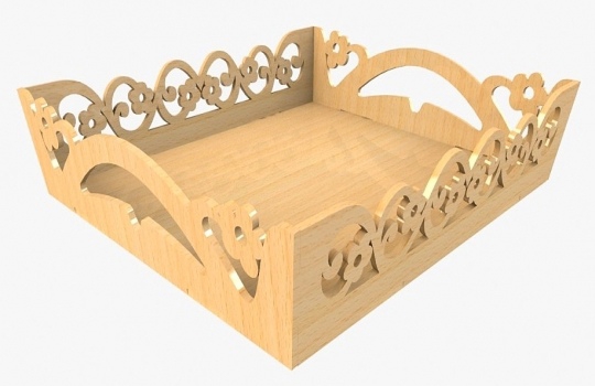 طرح سینی پذیرایی گلدار، dwg مناسب برای استفاده در دستگاه های cnc چوب و cnc لیزر - laser cutting floral serving tray dwg file