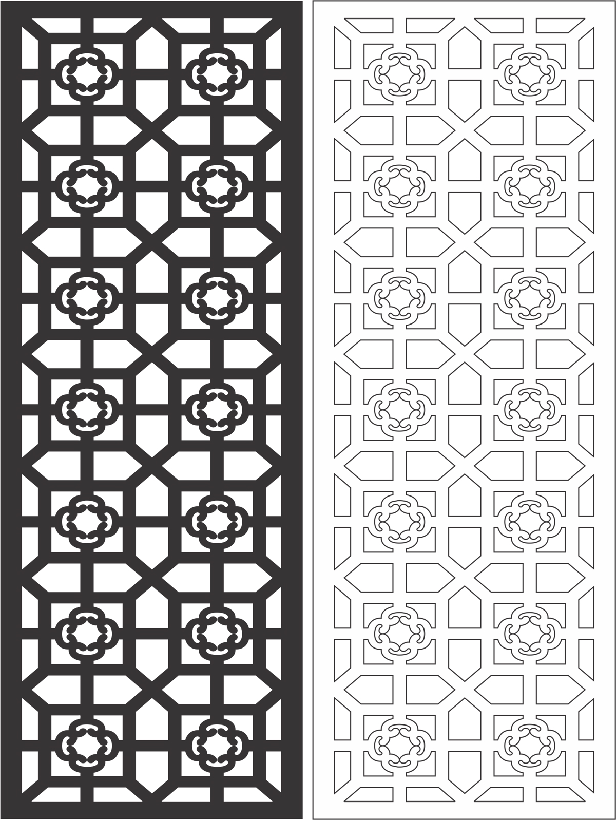 طرح پرده جداکننده اتاق مناسب برای استفاده در دستگاه های cnc چوب و cnc لیزر - room dividers screen cdr file
