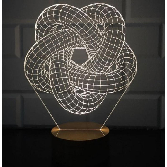 طرح چراغ مارپیچی سه بعدی چنبره ای مناسب برای استفاده در دستگاه های cnc چوب و cnc لیزر - 3d torus spiral lamp dxf file