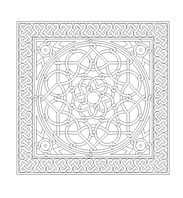 طرح فایل dwg طرح موزاییک مناسب برای استفاده در دستگاه های cnc چوب و cnc لیزر - mozaik design dwg file
