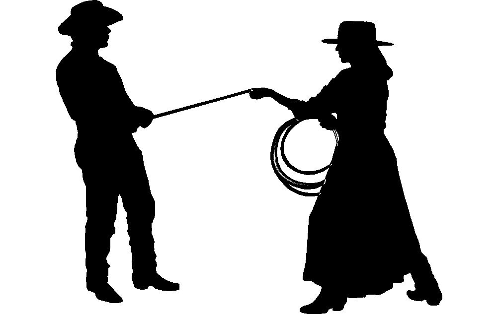 طرح دختر گاوچران کابوی مناسب برای استفاده در دستگاه های cnc چوب و cnc لیزر - cowgirl cowboy dxf file