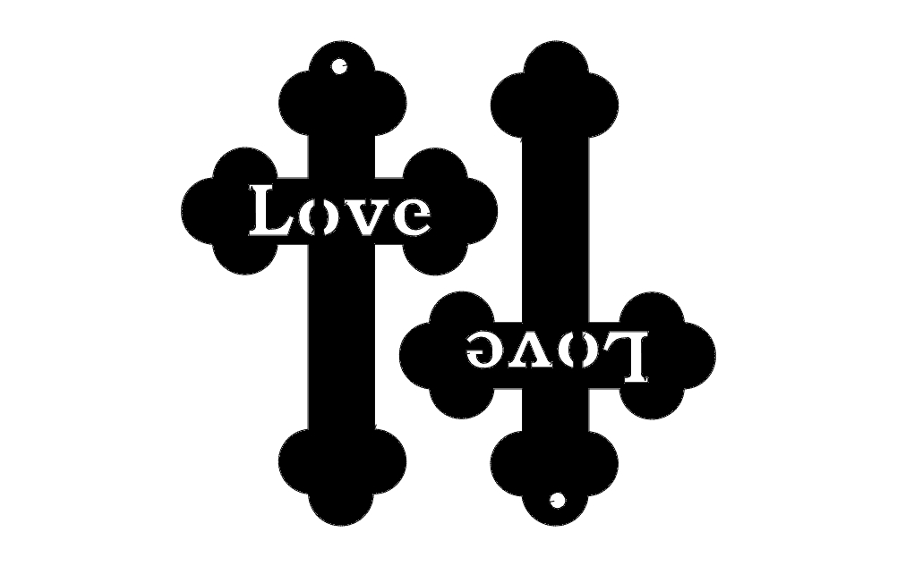 طرح صلیب عشق مناسب برای استفاده در دستگاه های cnc چوب و cnc لیزر - love crosses dxf file