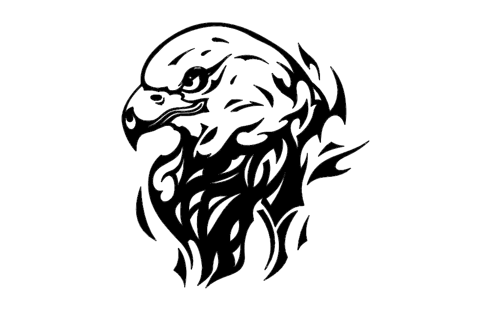 طرح شعله عقاب مناسب برای استفاده در دستگاه های cnc چوب و cnc لیزر - eagle flame dxf file