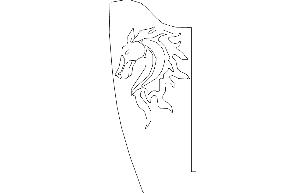 طرح تکی طرح اسب وارونه مناسب برای استفاده در دستگاه های cnc چوب و cnc لیزر - horse bracket flipped single dxf file