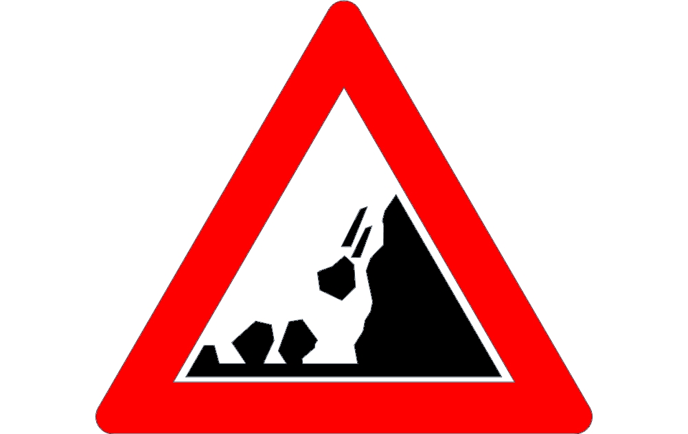 طرح تابلو جاده ای در حال ریزش سنگ مناسب برای استفاده در دستگاه های cnc چوب و cnc لیزر - road sign falling rocks dxf file
